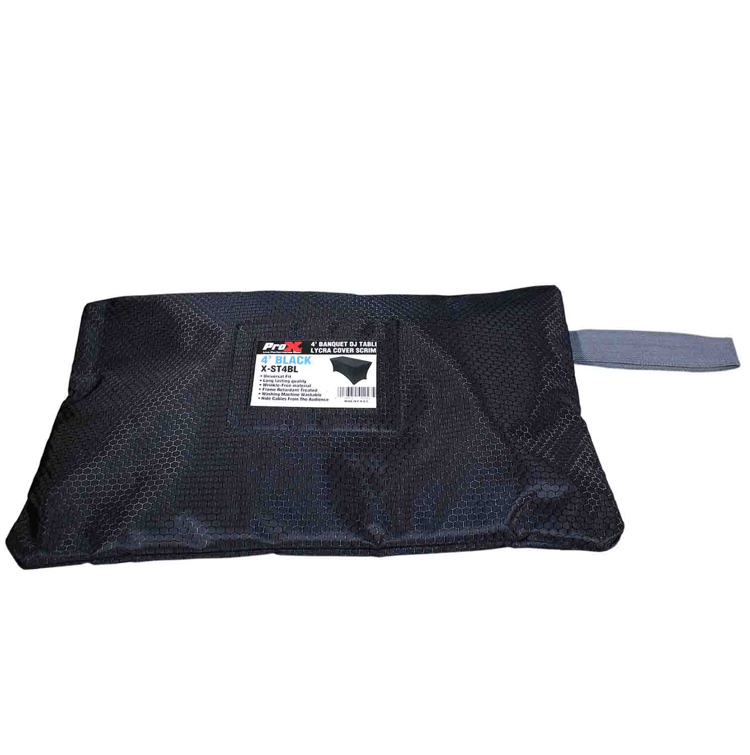 ProX X-ST4BL 4 Ft Open Back Spandex Table Cover Scrim – Black - Hollywood DJ