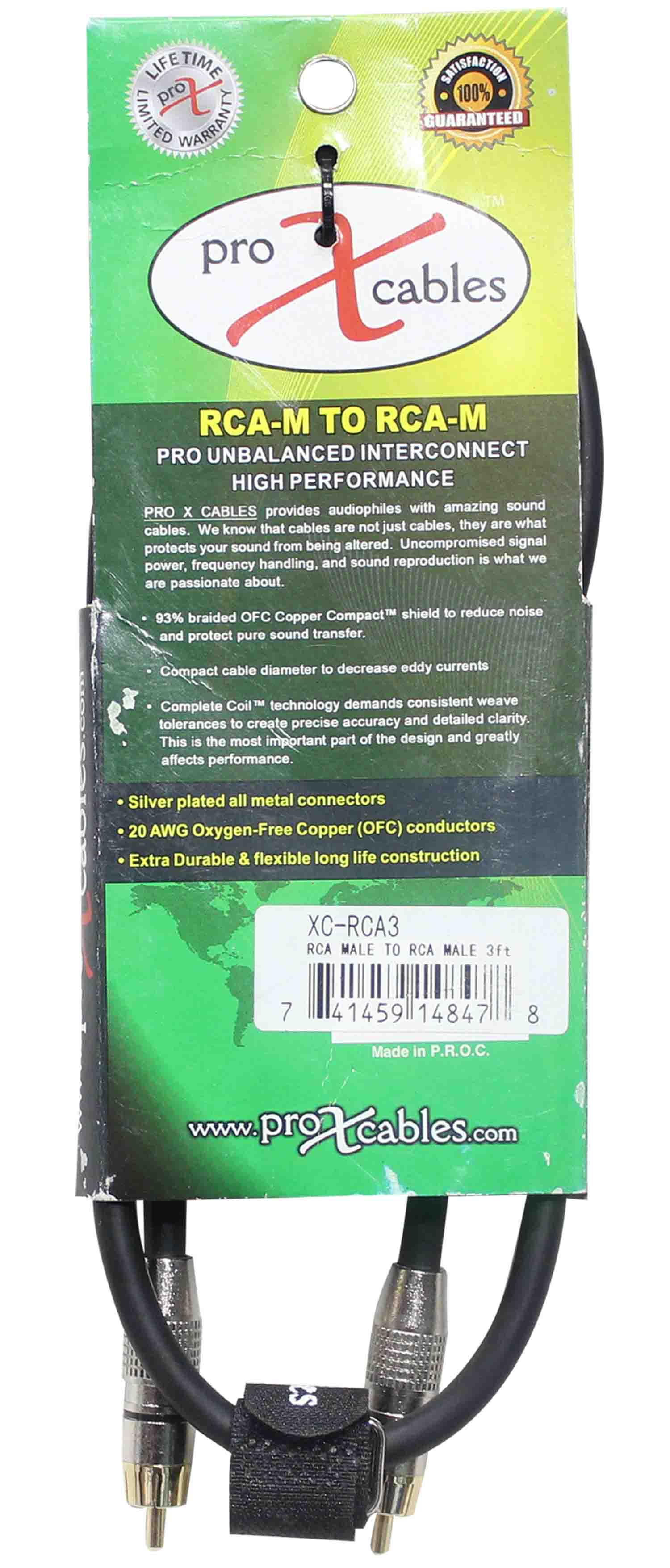 Prox XC-RCA03 High Performance Audio Cable RCA to RCA - 3 Feet - Hollywood DJ