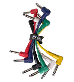 ProX XC-PATCHX6 Guitar Effect Pedal Cables 6" Long - 1/4 Instrument Cables Right Angle Plug Kit (Assorted Colors) - 6 Pack - Hollywood DJ