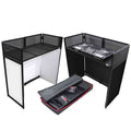 ProX XF-VISTA BL VISTA DJ Booth Facade Table Station with White/Black Scrim kit and Padded Travel Bag - Hollywood DJ