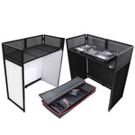 ProX XF-VISTA BL VISTA DJ Booth Facade Table Station with White/Black Scrim kit and Padded Travel Bag - Hollywood DJ