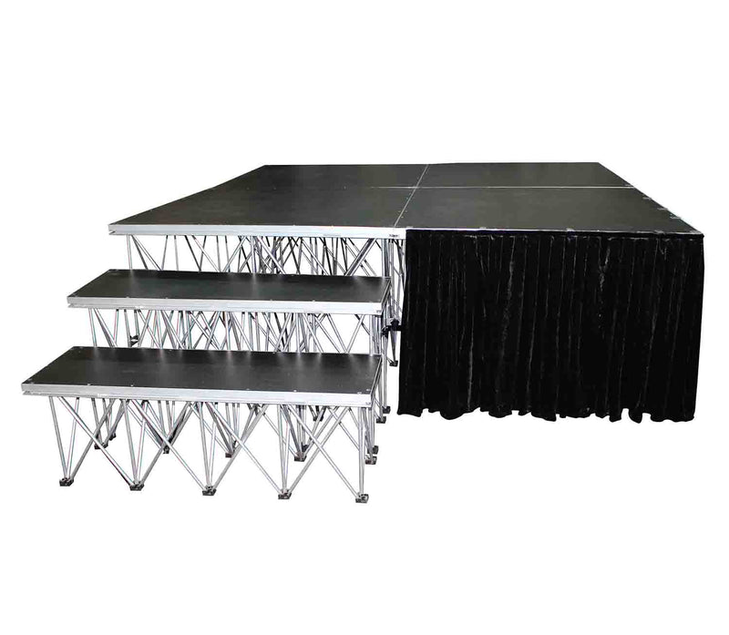 ProX XSF-Skirt8, StageX Black Portable Stage Skirt - 8 Inch - Hollywood DJ