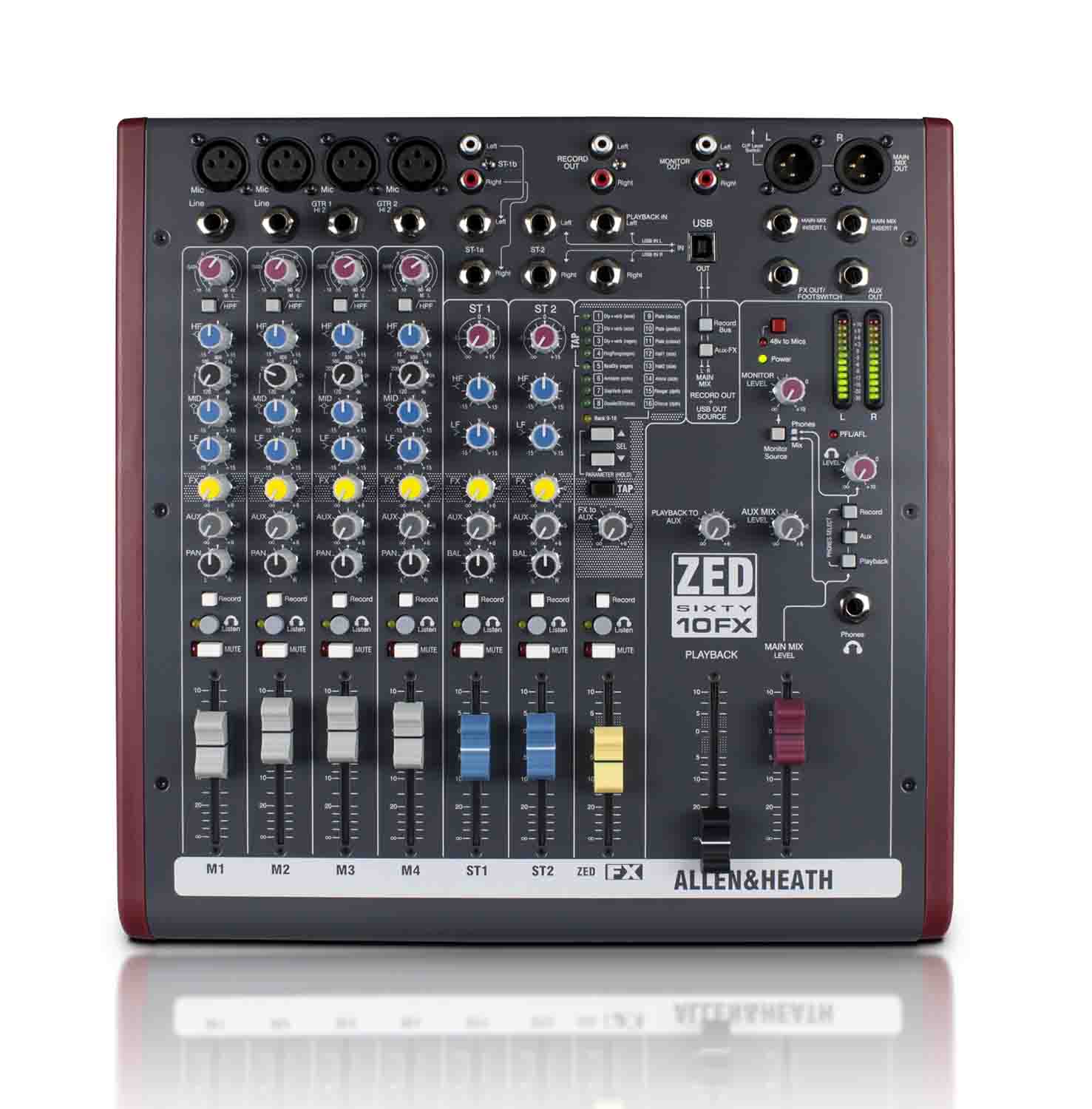 Allen & Heath ZED60-10FX Multipurpose 10-Channel Mixer with USB Audio Interface and Effects - Hollywood DJ