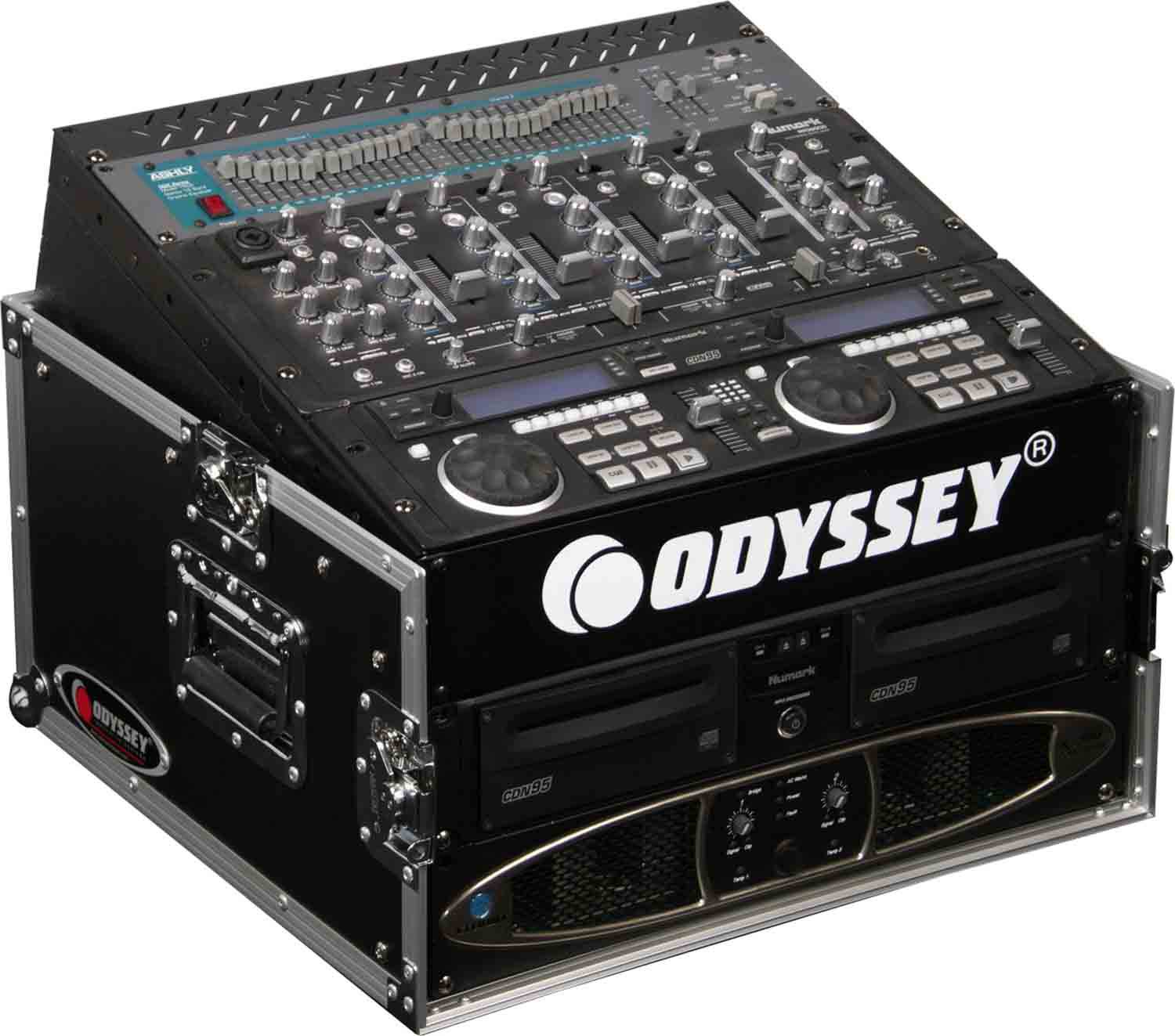 Open Box: Odyssey FR1004 Combo Rack 10U Top Slant Rack 4U Bottom Vertical Rack - Hollywood DJ