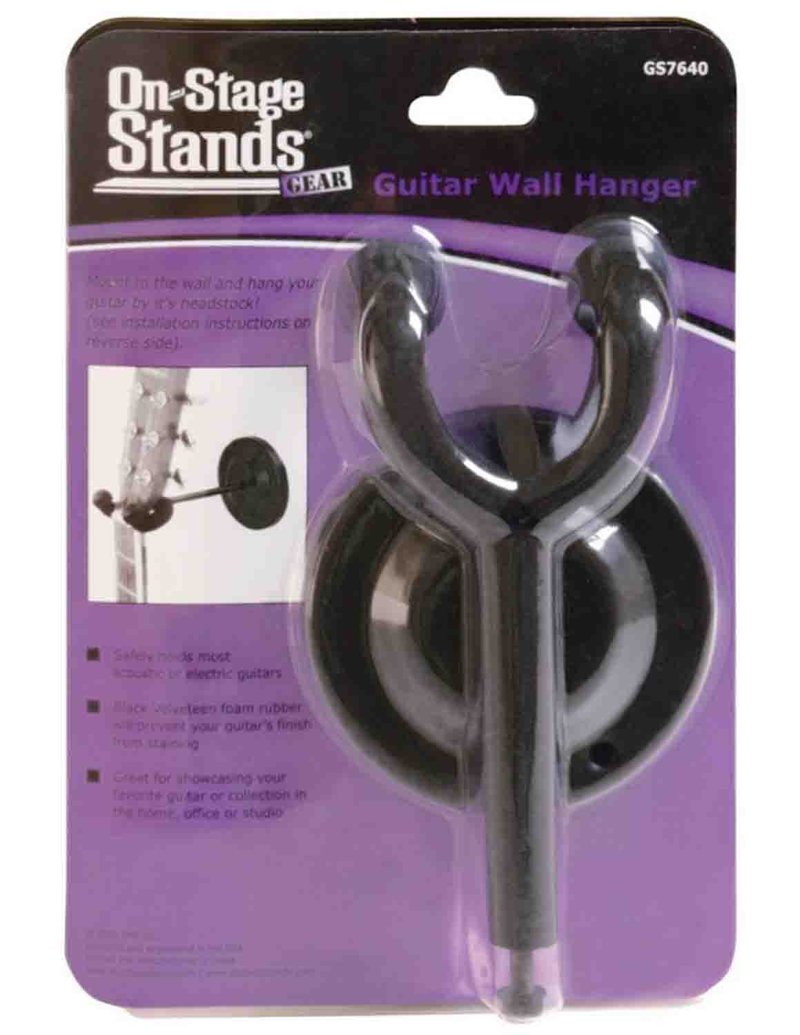 On Stage GS7640 Wall-Mount Guitar Hanger with Round Metal Base - Hollywood DJ
