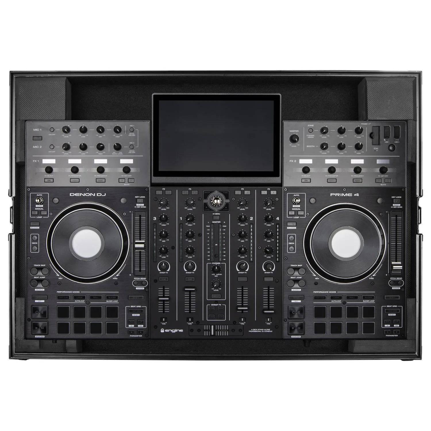 Odyssey FZDNPRIME4BL, Denon Prime 4 Black Low Profile Flight Case - Hollywood DJ
