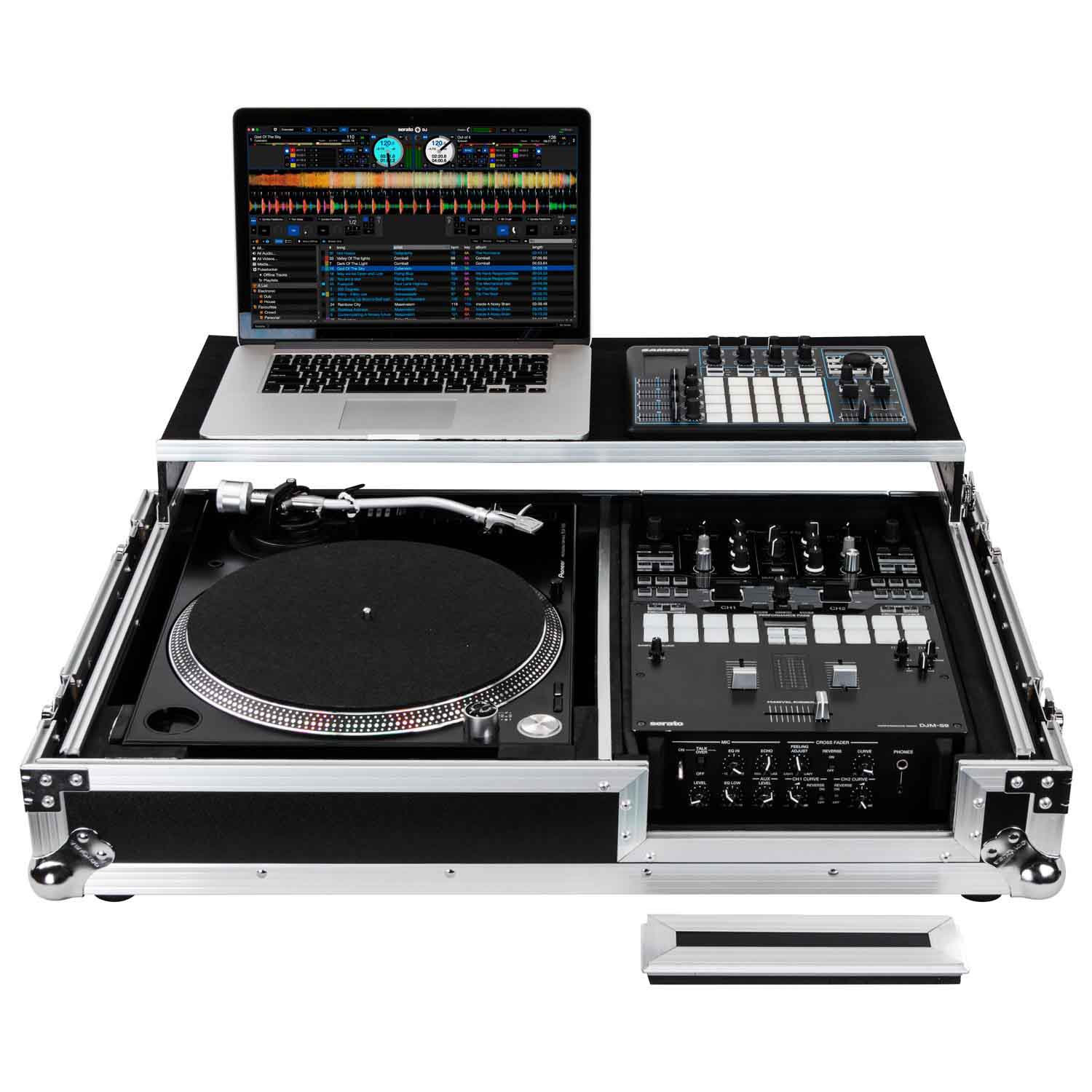 Odyssey FZGS1BM10W Reversible 10″ Format DJ Mixer and One Battle Position Turntable Coffin Flight Case with Glide Platform - Hollywood DJ