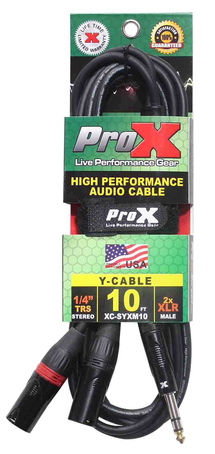 Prox XC-SYXM10 1/4" TaRS-M Stereo to Dual XLR3-M High Performance Y Cable - 10 Feet - Hollywood DJ