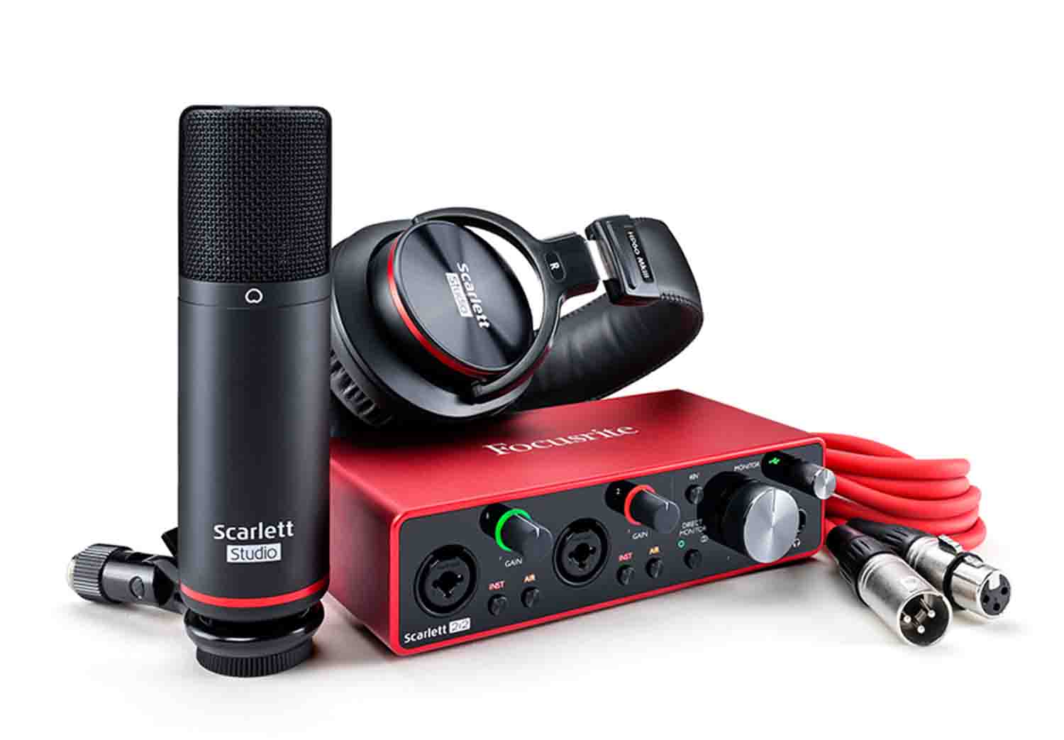 Focusrite Scarlett 2i2 Studio 3rd Gen 2x2 USB Audio Interface with Microphone and Headphones - Hollywood DJ