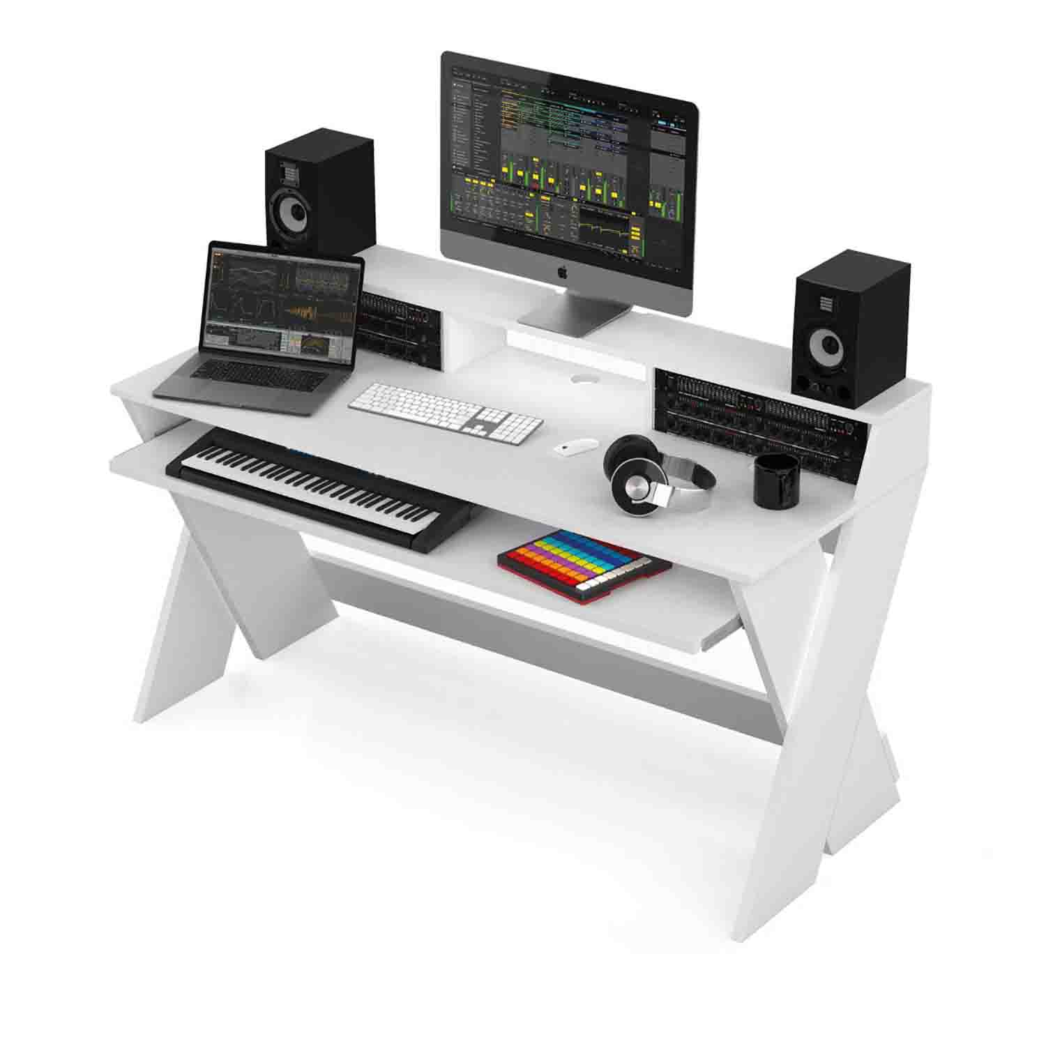 Glorious Sound Desk Pro for Professional Studio Workstation - White - Hollywood DJ