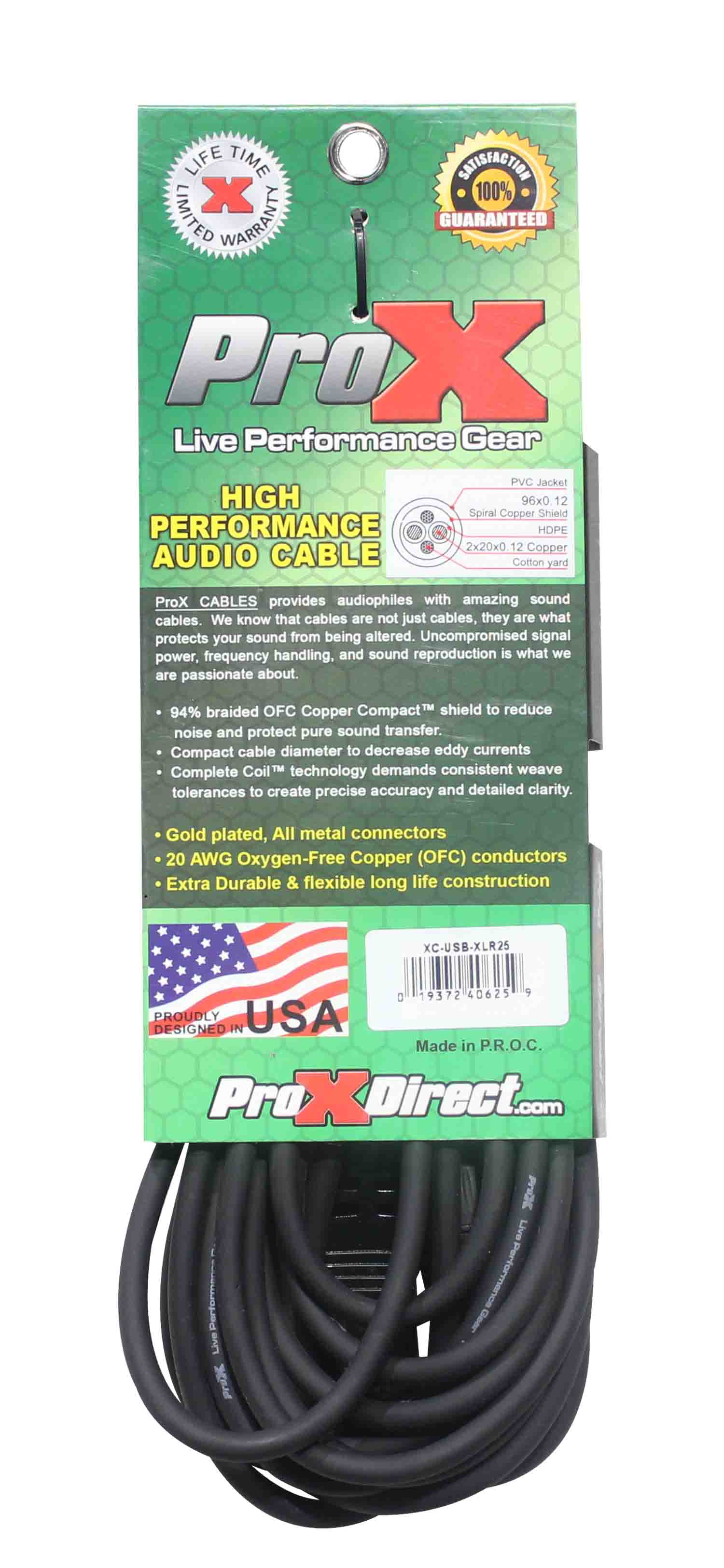 Prox XC-USB-XLR25 XLR-F to USB High Performance Audio Cable - 25 Feet - Hollywood DJ
