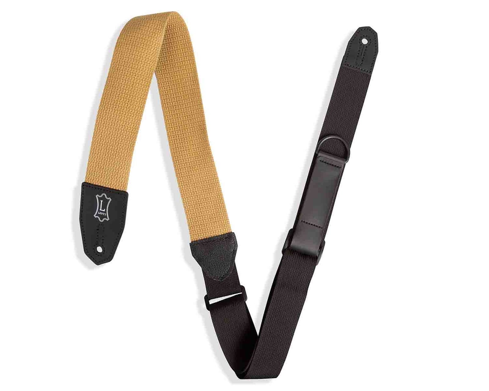 Levy's Leathers MRHC-TAN 3 inch Right Height Tan Cotton Leather Guitar Strap - Tan - Hollywood DJ