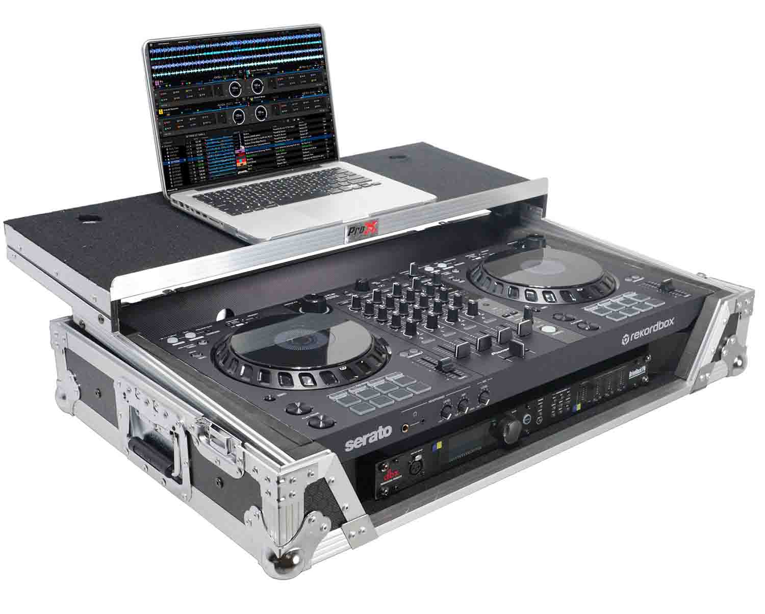 ProX XS-DDJFLX6 WLT Flight Case for Pioneer DDJ-FLX6 with 1U Rackspace, Glide Sliding Laptop Shelf and Wheels - Hollywood DJ