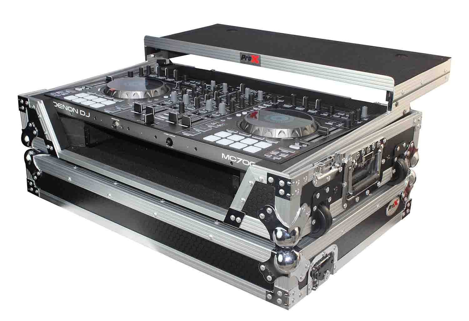 ProX XS-MCX7000WLT LED ATA Flight Case Denon DJ MC7000 Controller with Glide Laptop Sliding Shelf and LED - Hollywood DJ