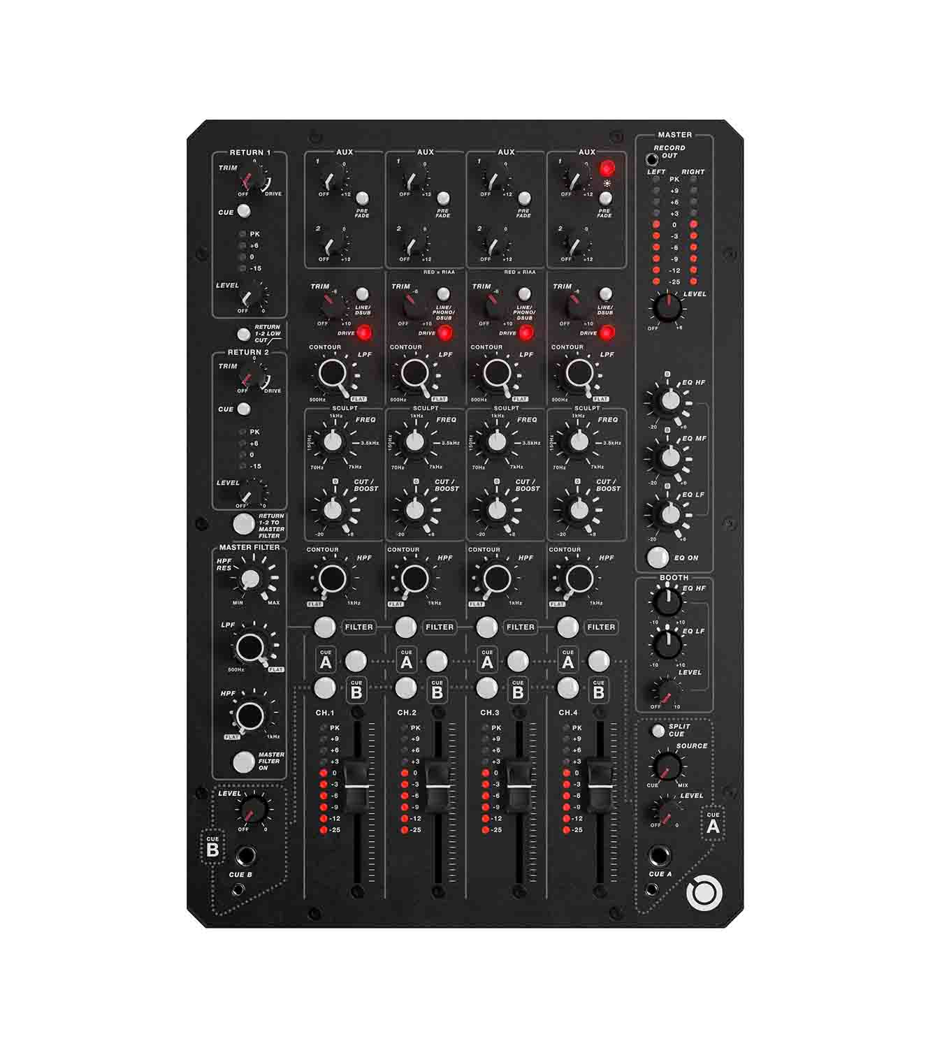 PLAYdifferently MODEL 1.4 Premium Ultracompact 4 Channel Analog DJ Mixer - Hollywood DJ