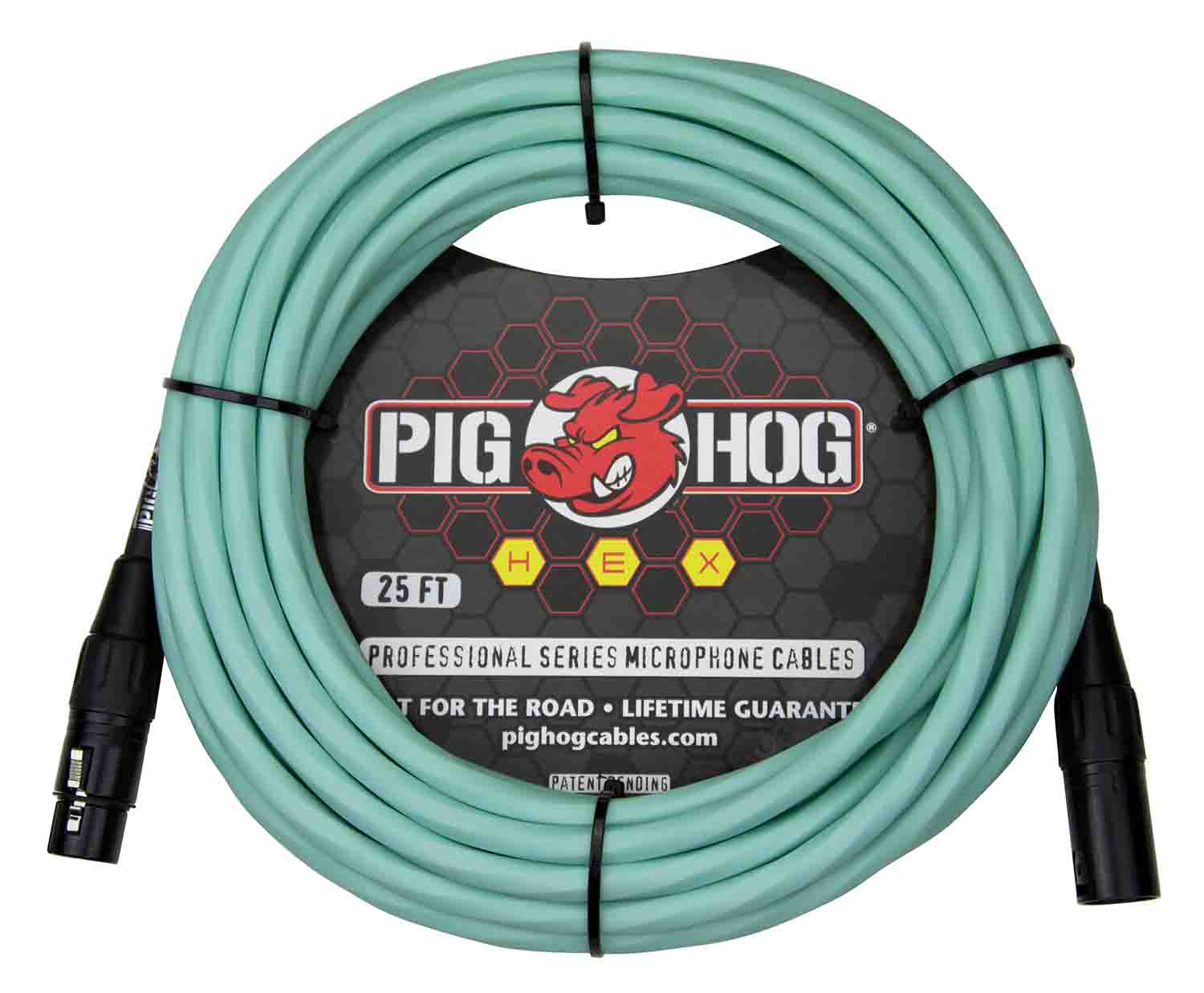 Pig Hog PHMH25SG, Hex Series Mic Cables (Seafoam Green, 25ft) - Hollywood DJ