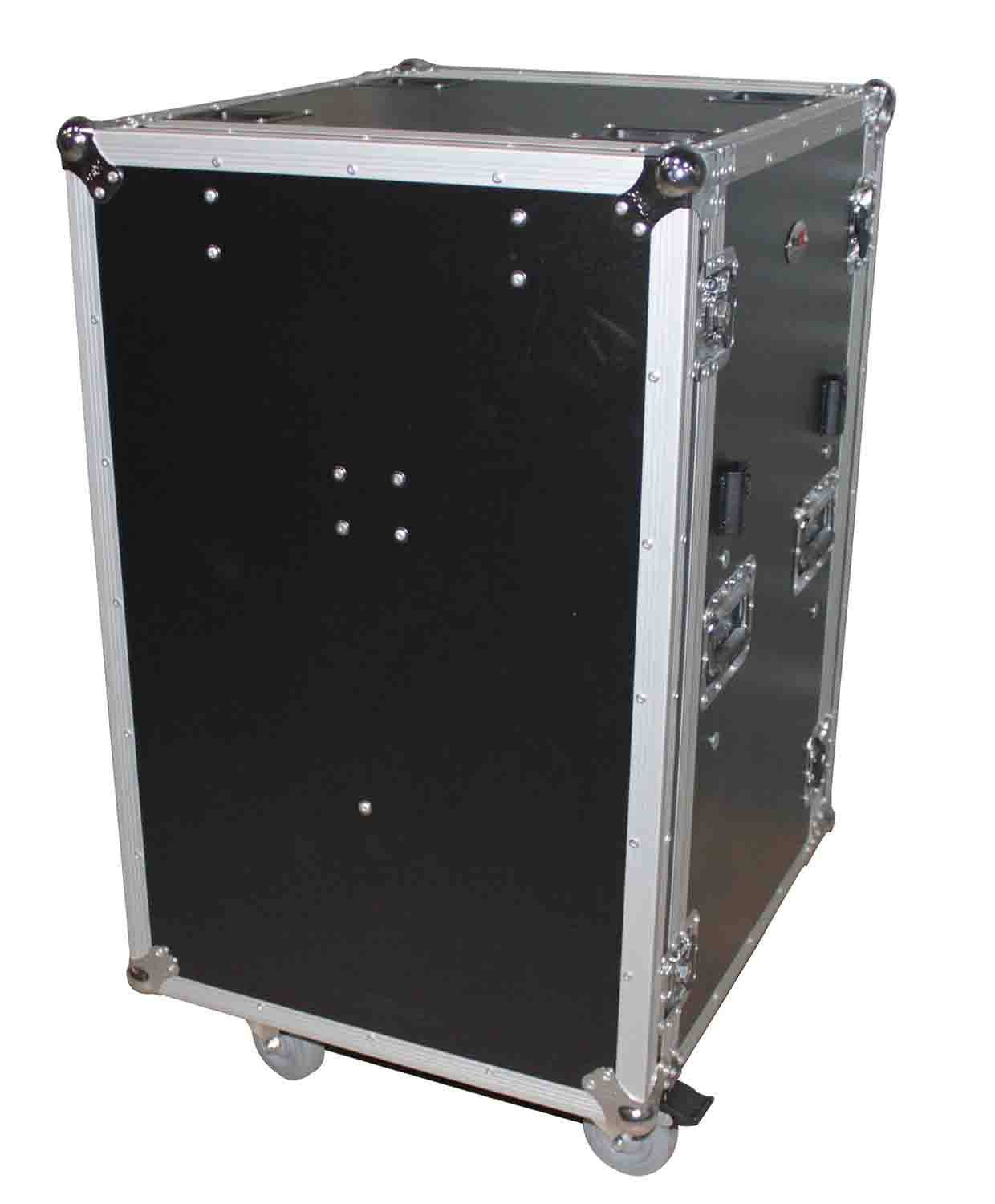 ProX T-16RSPWDT 16U Vertical Shockproof Amp Rack Case with Casters and Side Tables 19" Depth - Hollywood DJ