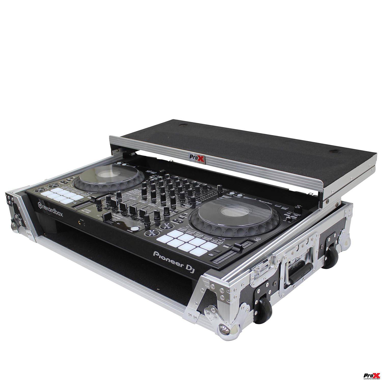 ProX XS-DDJ1000 WLT LED  Flight Case For Pioneer DDJ-1000 and SRT Series Digital Controllers With LED, Sliding Laptop Shelf And Wheels - Hollywood DJ