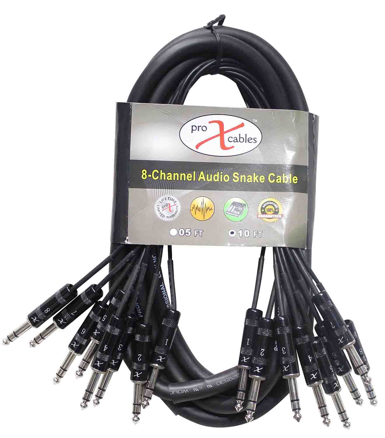 Prox XC-8TRS10, 8-Channel TRS-M to TRS-M Balanced Snake Cable - 10 Feet - Hollywood DJ