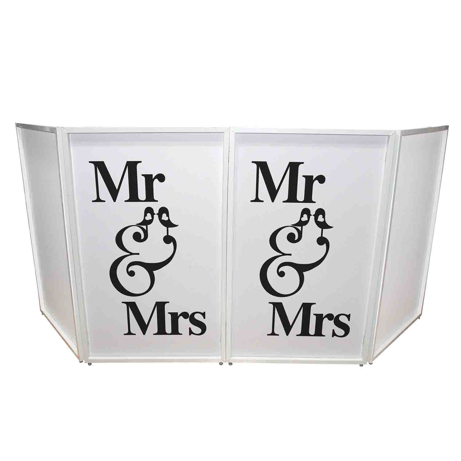ProX XF-SMRMRS Set of Two Mr and Mrs Facade Enhancement Scrim - Black Script on White - Hollywood DJ