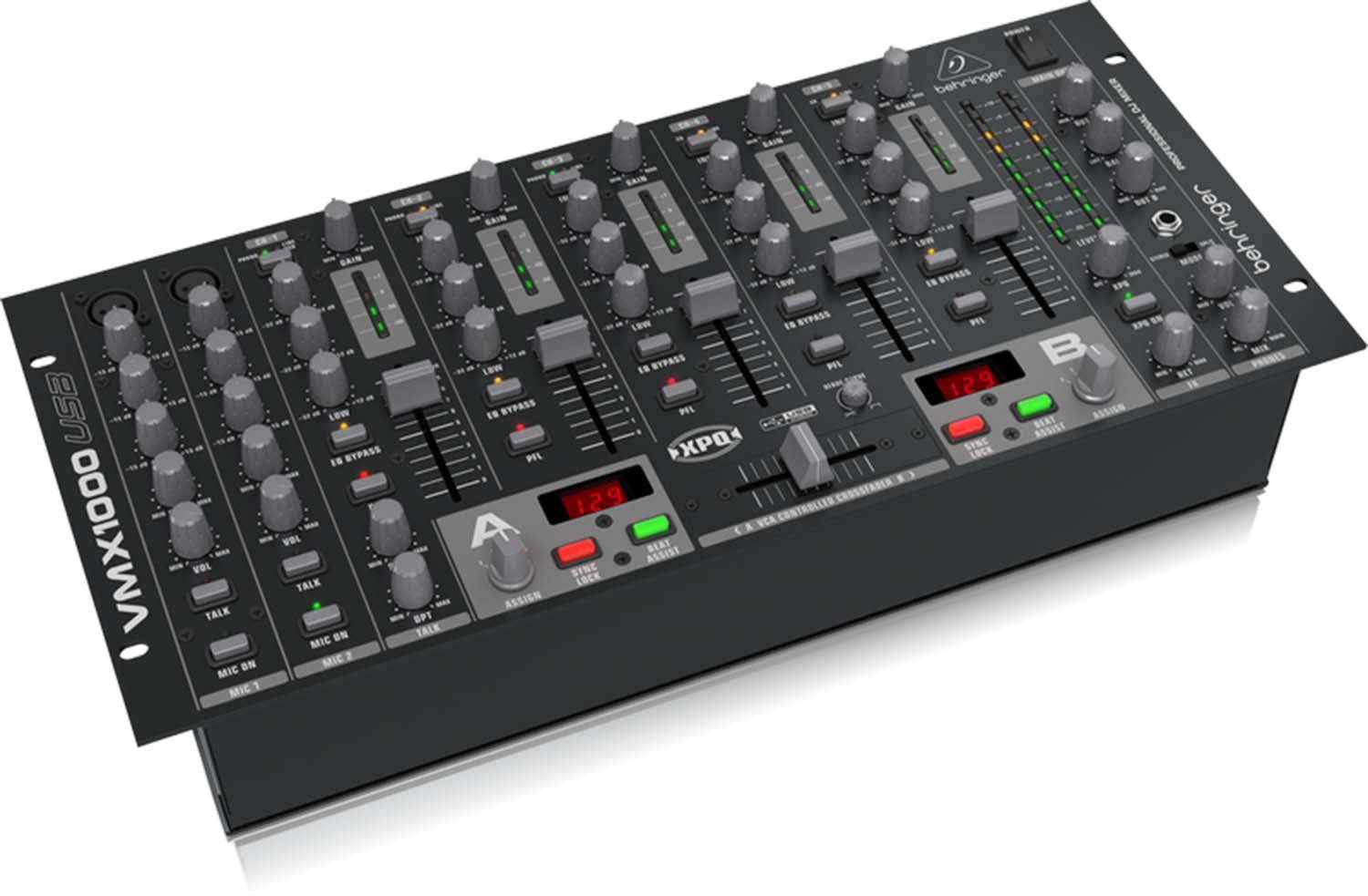 Behringer VMX1000USB Professional 7-Channel Rack-Mount DJ Mixer With USB Audio Interface - Hollywood DJ