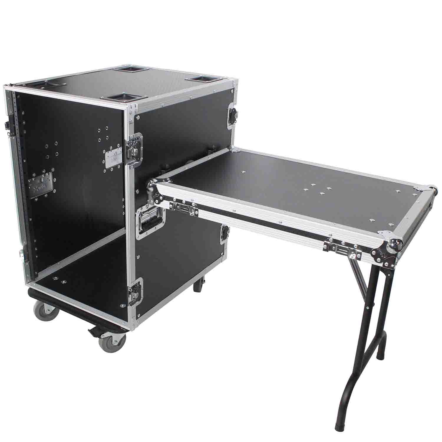 ProX T-16RSS24WDST, 16U Space Amp Rack Mount ATA Flight Case Incl. 2x Side Tables and Casters - 24" Depth - Hollywood DJ