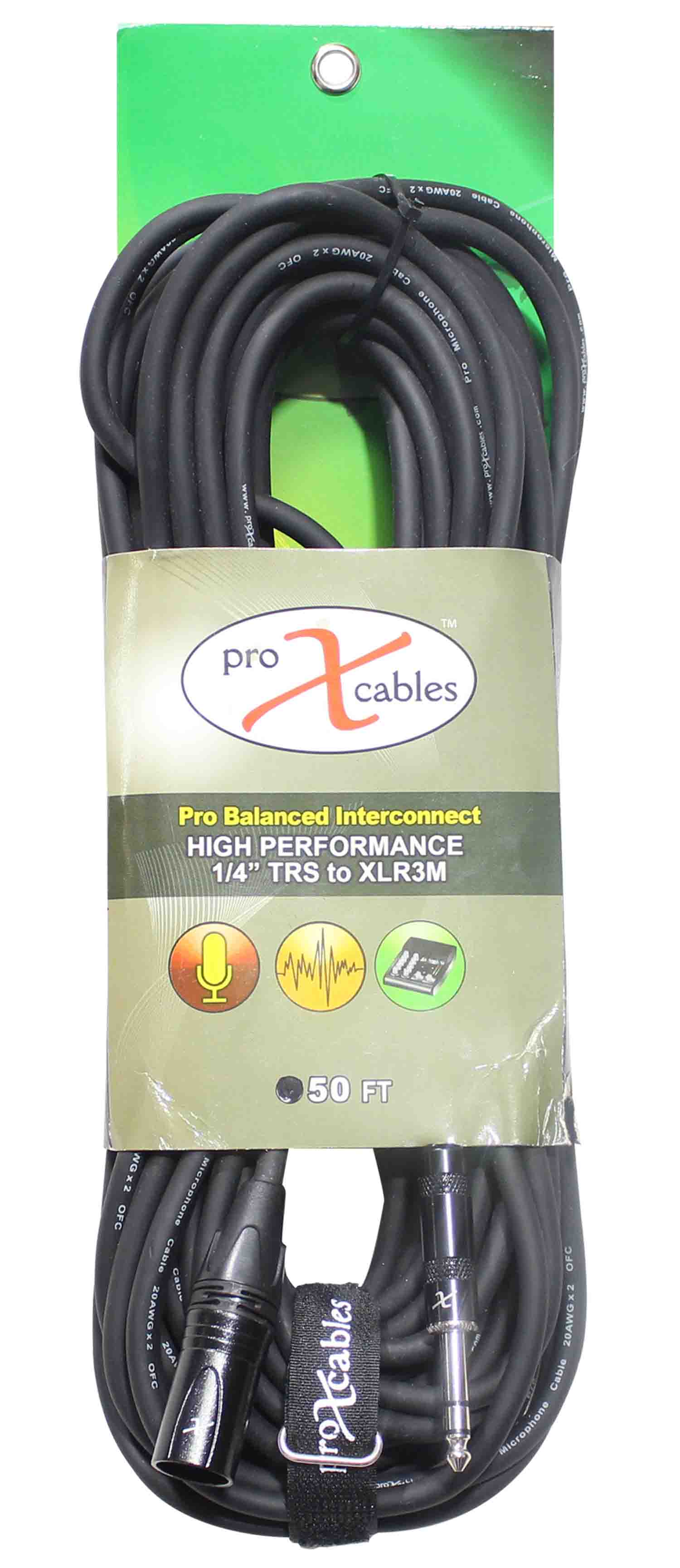 Prox XC-SXM50 Balanced 1/4" TRS to XLR-M High Performance Audio Cable - 50 Feet - Hollywood DJ