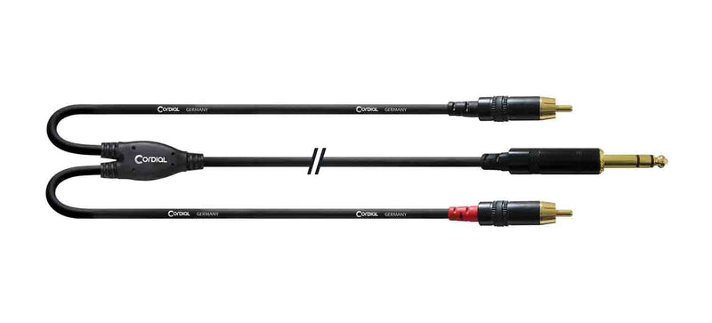Cordial CFY VCC, 6.3 mm Stereo Jack Plug to 2 X Cinch Y-Adapter Cable - Hollywood DJ