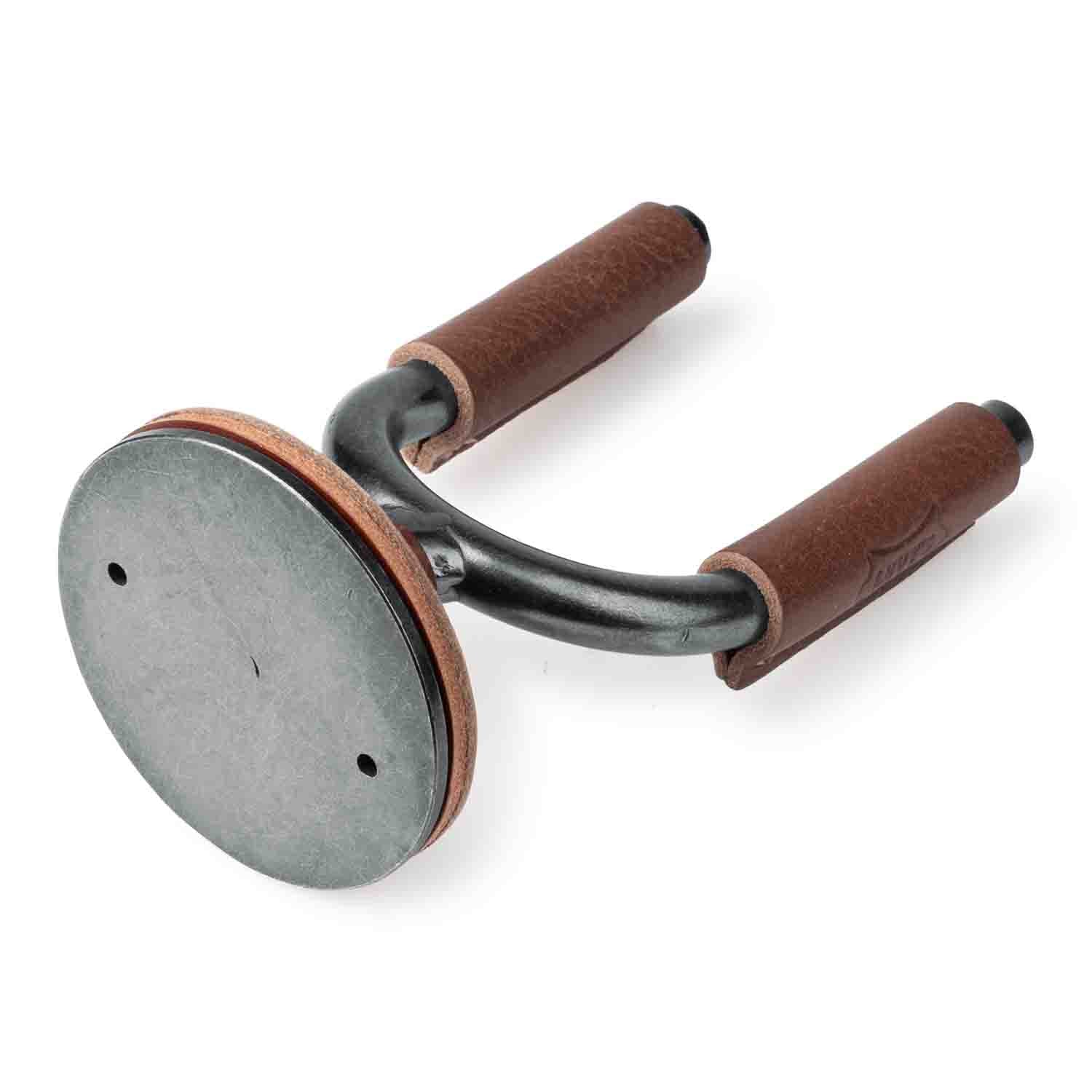 Levy's Leathers LVY-FGHNGR-SMBN Smoke Forged Guitar Hanger with Brown Leather - Hollywood DJ