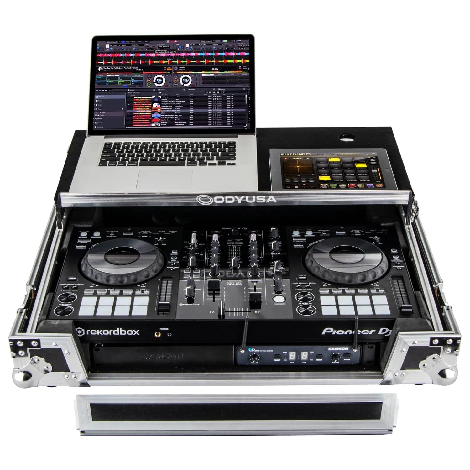 Odyssey FZGSPIDDJ8001, Pioneer DDJ-800 Flight Case With Bottom 1U Rack Space And Glide Platform - Hollywood DJ