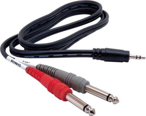 Hosa CMP-159 Stereo Breakout Cable, 3.5 mm TRS to Dual 1/4 in TS, 10 ft - Hollywood DJ