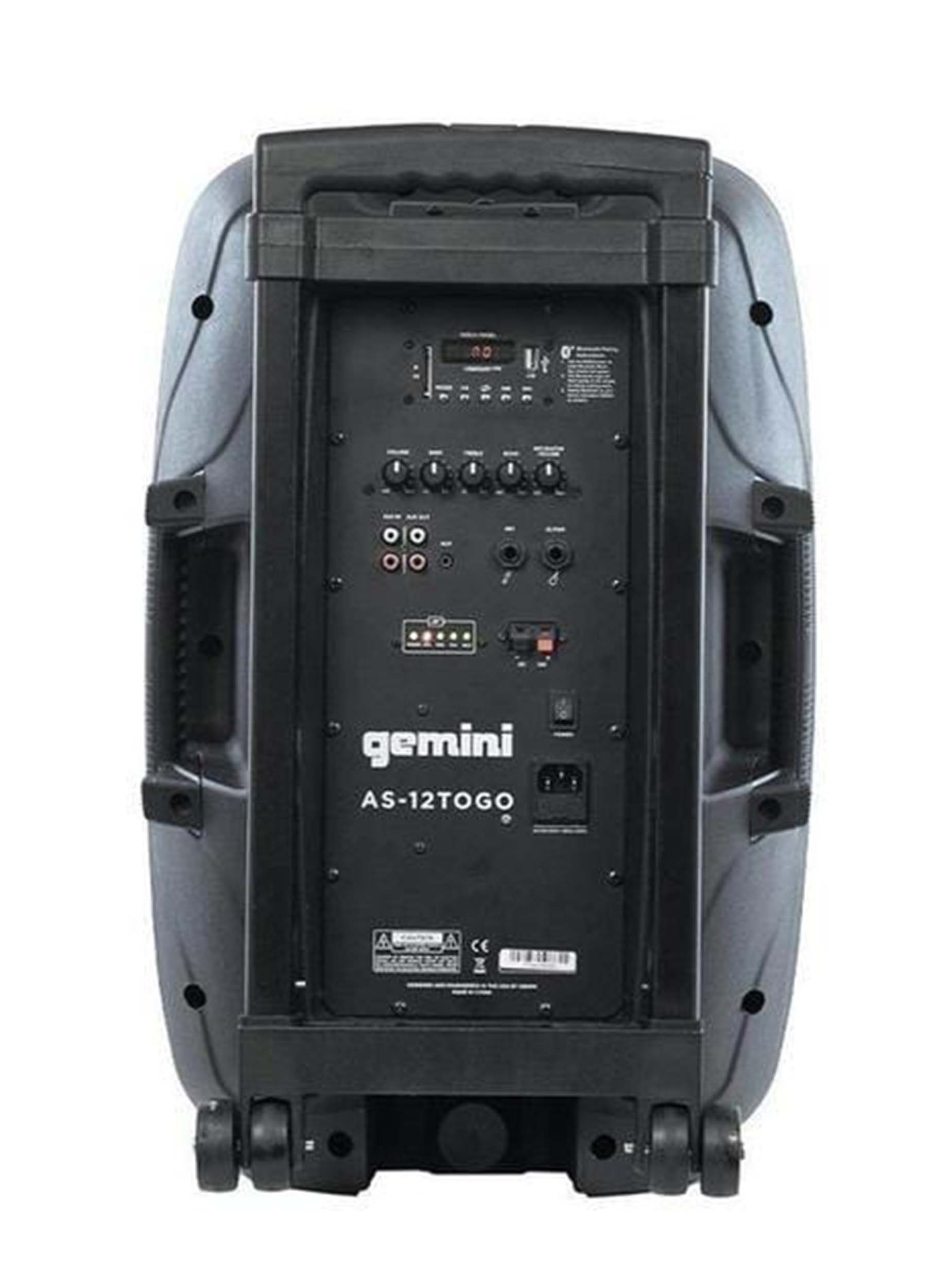 Gemini Sound AS-12TOGO, 12-Inch Active Portable Bluetooth Loudspeaker - Hollywood DJ