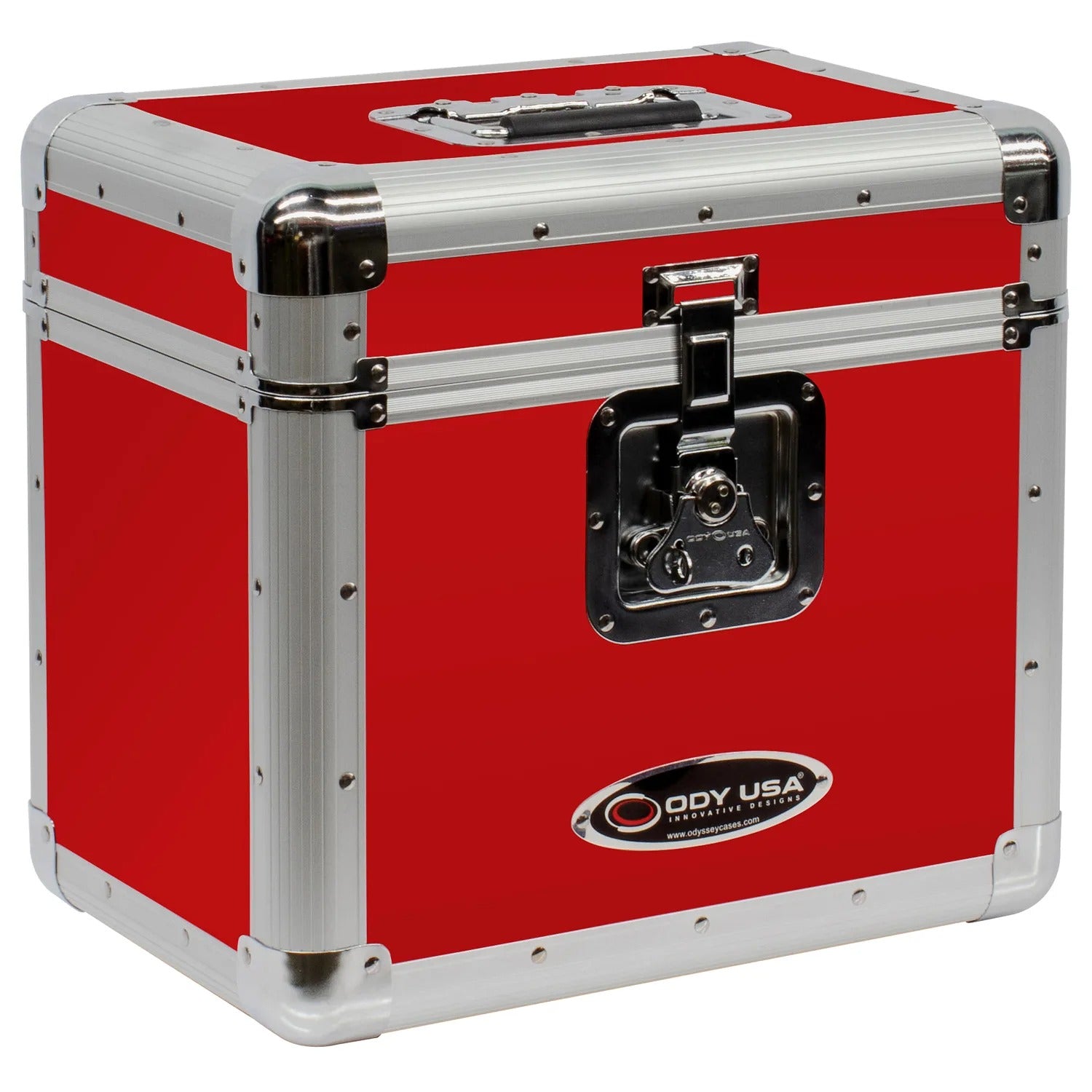 Odyssey KLP2RED, KROM Series Red Stackable Record / Utility Case for 70 12″ Vinyl Records And LPs - Hollywood DJ