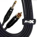 Prox XC-PR25 Unbalanced RCA Male to 1/4" Male High Performance Audio Cable - 25 Feet - Hollywood DJ