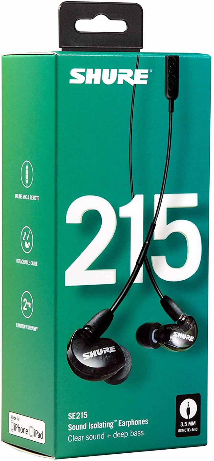 Shure SE215-K+UNI Sound Isolating Earphones with Mic - Black - Hollywood DJ