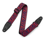 Levy's Leathers MPD2-110 2” Wide Polyester Guitar Strap with Purple and Red Skulls Motif - Hollywood DJ