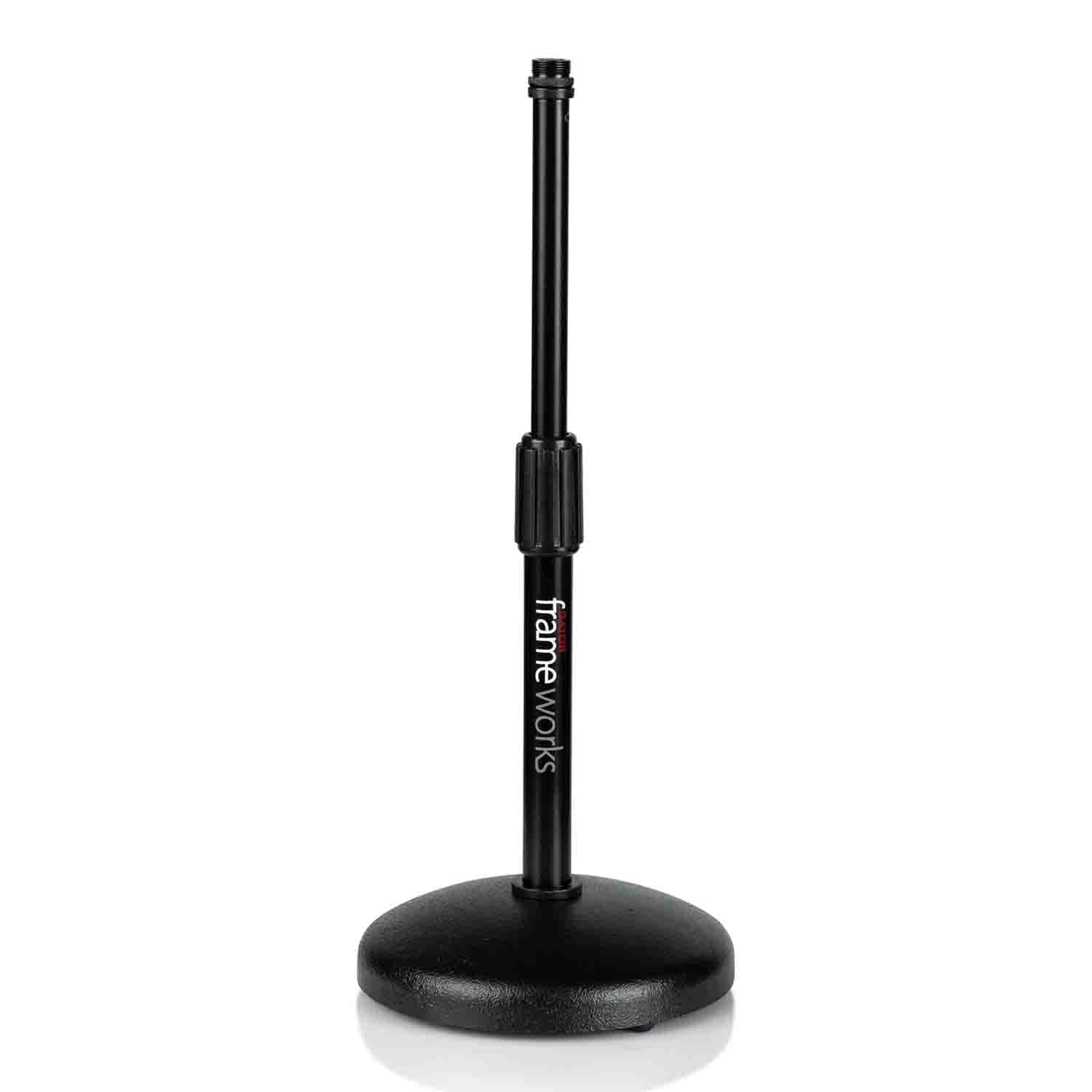 Gator Frameworks GFW-MIC-0501 Desktop Microphone Stand with Round Weighted Base and Adjustable Height - Hollywood DJ