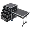 Odyssey FZWB4WDLX DJ Flight Case for Deluxe Four Drawer Workbox Tour with Casters And Side Table Odyssey