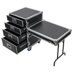 Odyssey FZWB4WDLX DJ Flight Case for Deluxe Four Drawer Workbox Tour with Casters And Side Table Odyssey