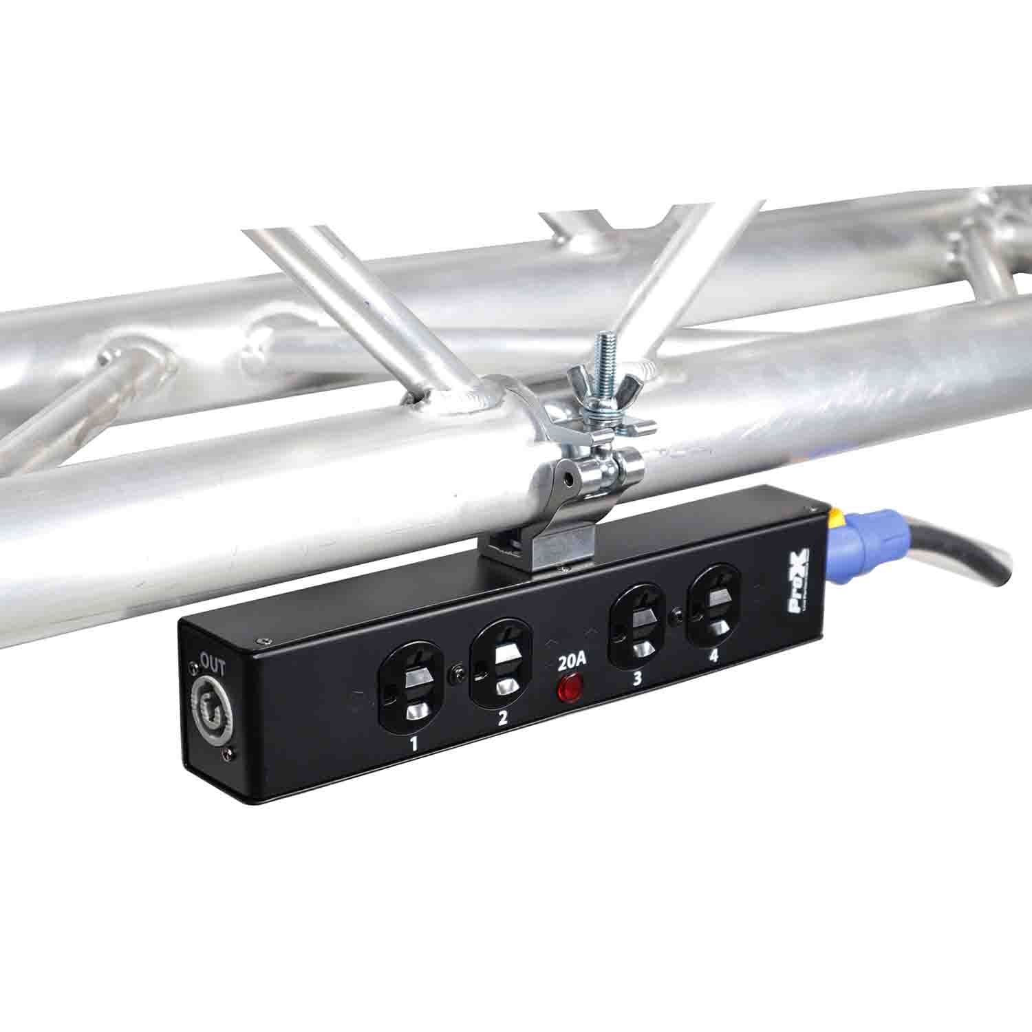 ProX X-PWEX4 BOX Power Center for Indoor Power Connector Compatible to 4X Edison Power Outlet - Hollywood DJ