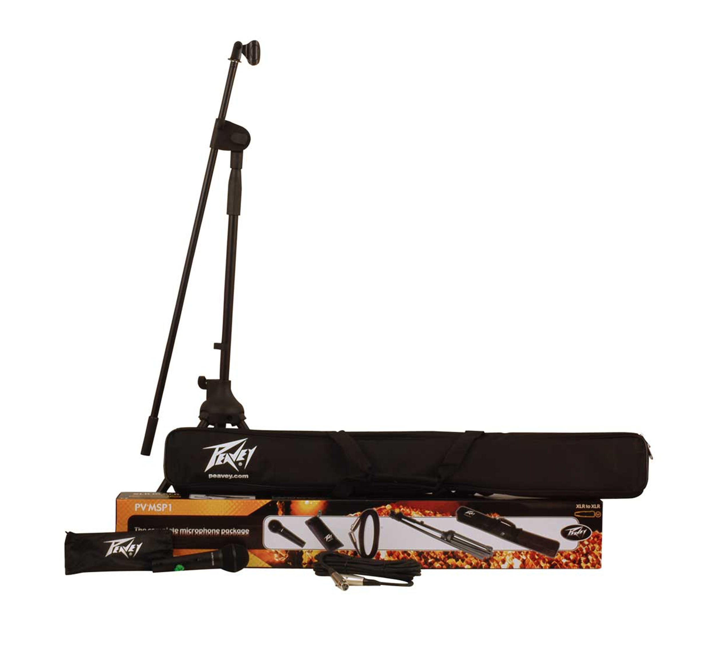 Peavey PV-MSP1 XLR Dynamic Cardioid Microphone Stand Package with Accessories by Peavey