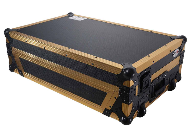 ProX XS-RANEONE WLT FGLD, ATA Flight Style Road Case for RANE ONE DJ Controller with Laptop Shelf in Limited Edition Gold - Hollywood DJ