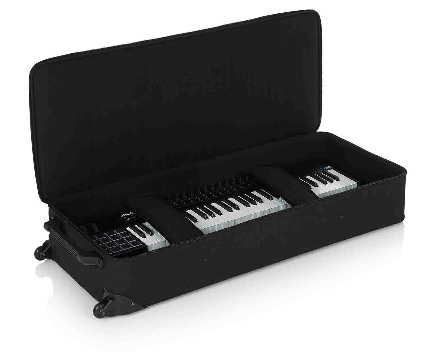 Gator Cases GK-61-SLIM Rigid EPS Foam Lightweight DJ Case for Slim 61 Note Keyboards with Wheels - Hollywood DJ