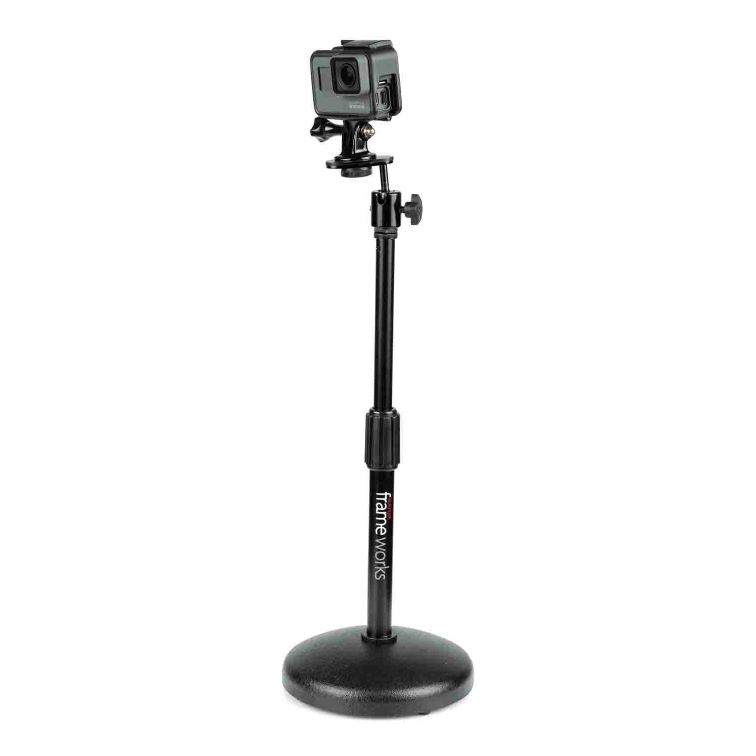 Gator Frameworks GFW-MIC-0501 Desktop Microphone Stand with Round Weighted Base and Adjustable Height - Hollywood DJ