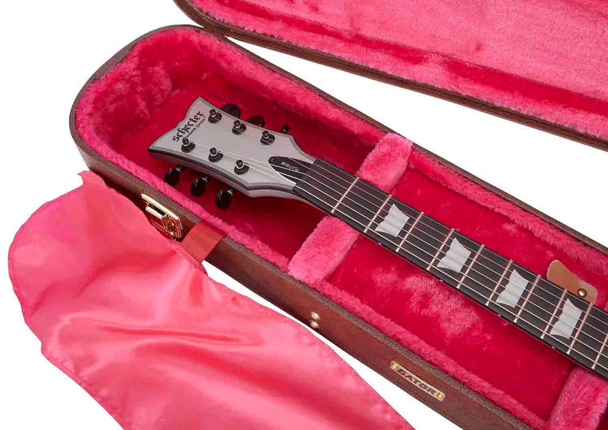 Gator Cases GW-LP-BROWN Deluxe Wood Case for Single-Cutaway Guitars - Vintage Brown Exterior - Hollywood DJ