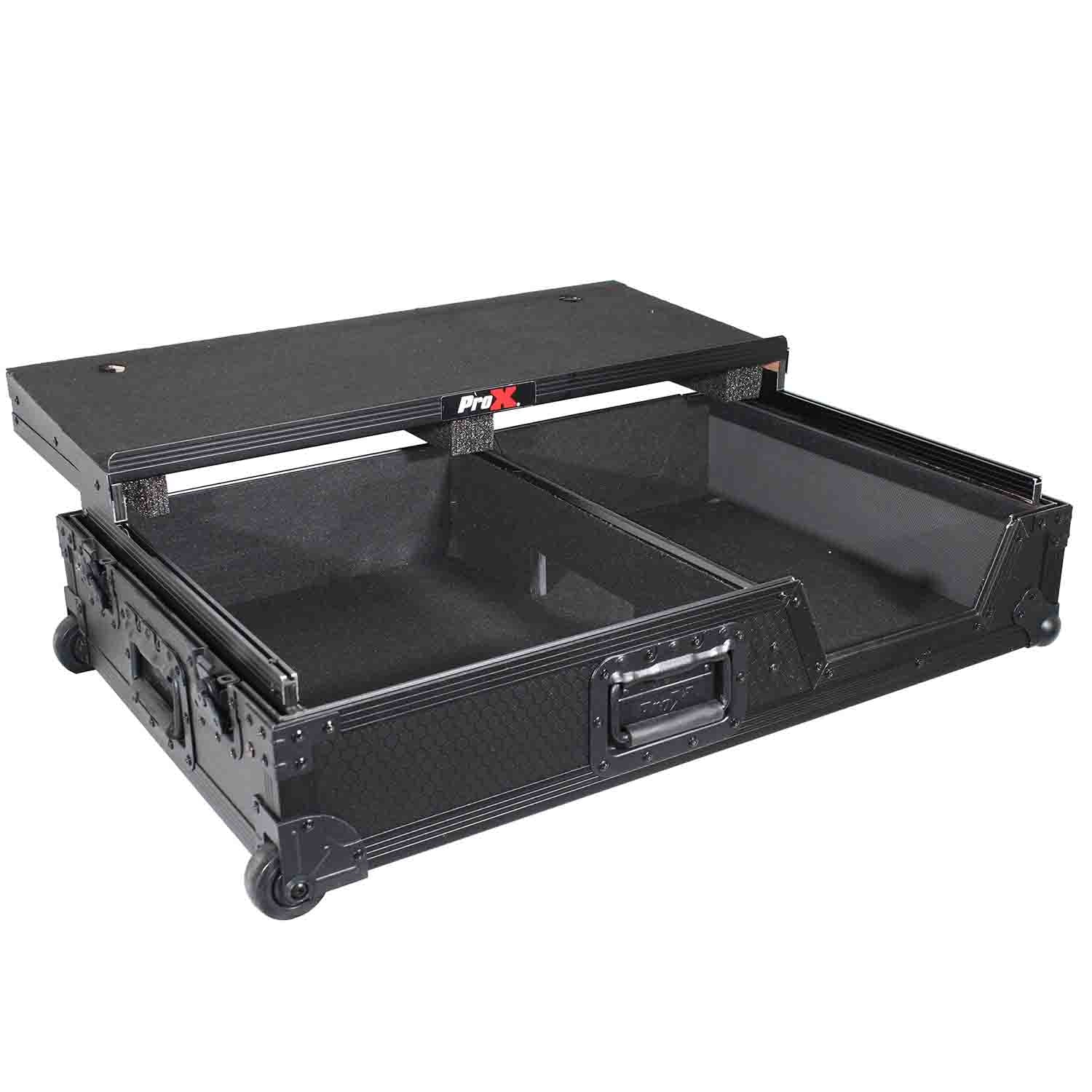 ProX XS-TMC1012WLTBL DJ Flight Case For Single Turntable and Mixer - Black on Black - Hollywood DJ