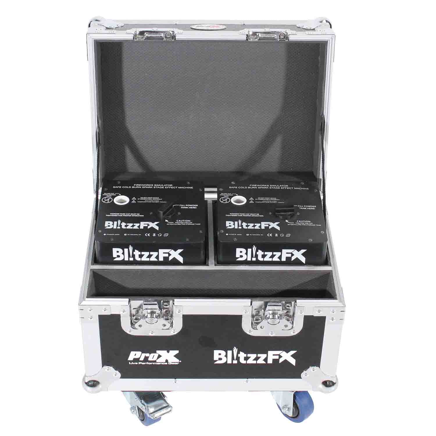 ProX X-BLITZZFX X2 Blitzz FX Set of Two Smaller Model Cold Spark Machines with Flight Case - Hollywood DJ