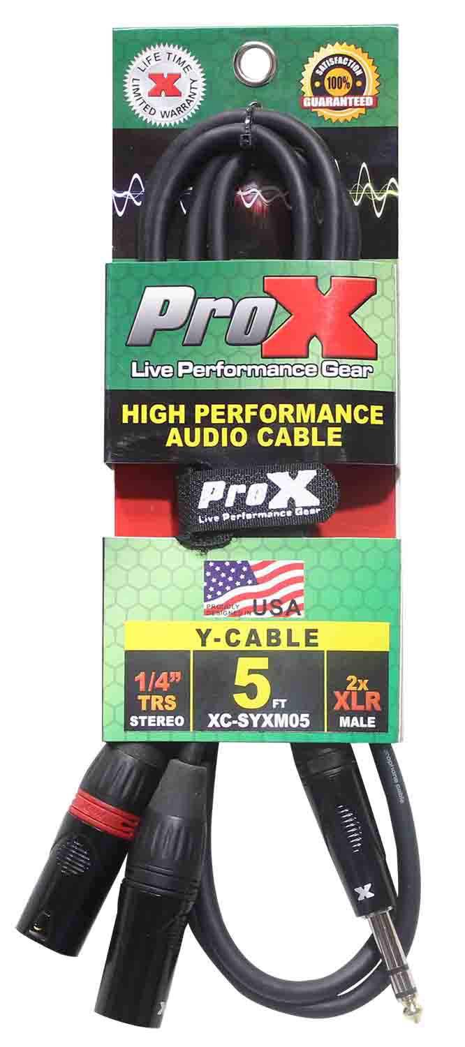 Prox XC-SYXM05 1/4" TRS-M Stereo to Dual XLR3-M High Performance Y Cable - 5 Feet - Hollywood DJ