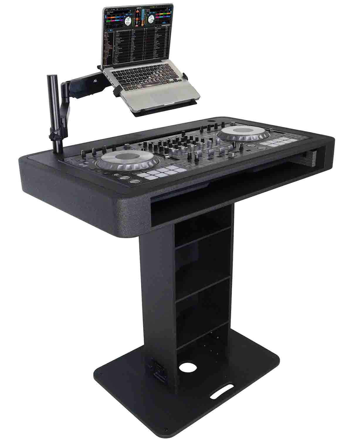 ProX XZF-DJCTBLCASE Control Tower DJ Stand with Laptop Arm, Travel Hard Cases - Black Finish - Hollywood DJ