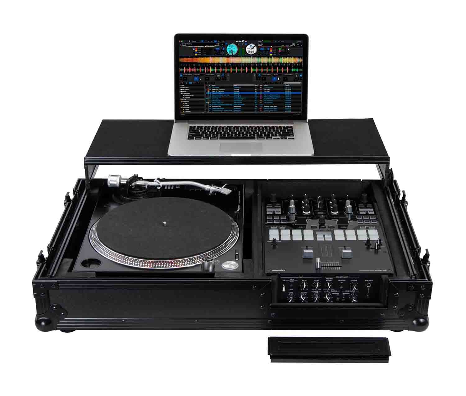 Open Box: Odyssey FZGS1BM10WBL 10" Format DJ Mixer and Turntable Coffin Flight Case with Glide Platform - Black - Hollywood DJ